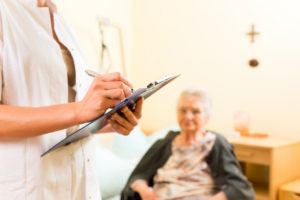 senior woman waiting for nurse