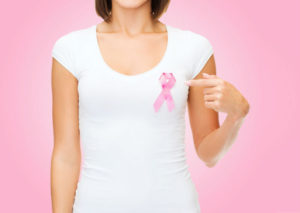 Woman Wearing Breast Cancer Ribbon