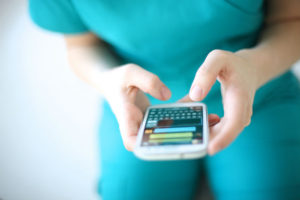 woman sending a text